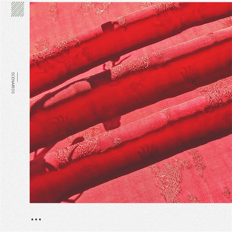 CF1052 Chinese Traditional Silky/Cotton Fabric Chinese Wedding Clothing Dragon Jacquard Red Fabrics DIY Materials