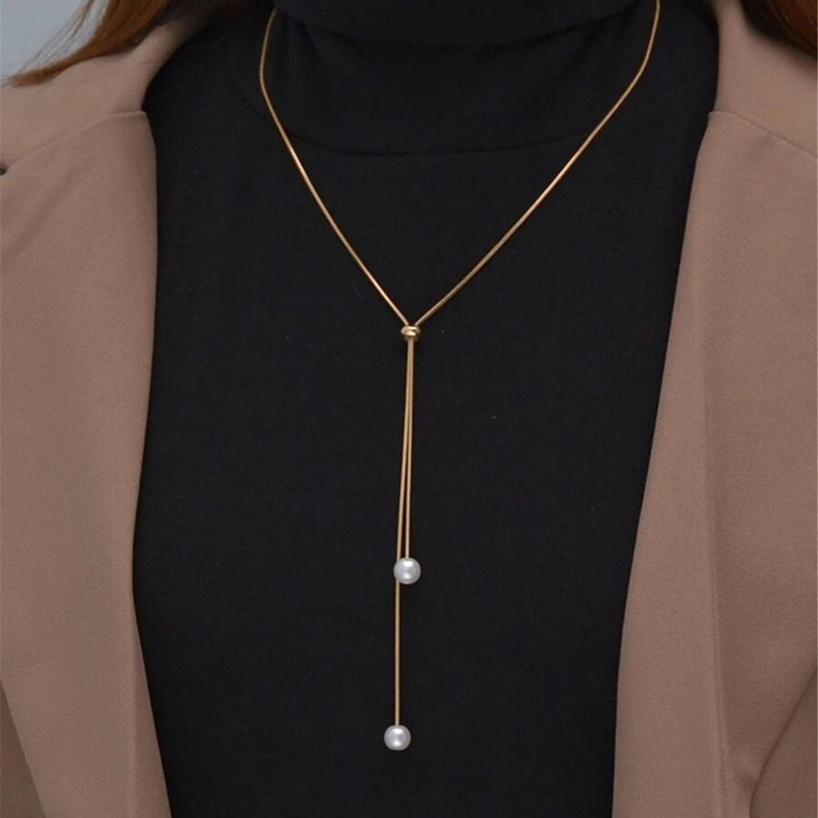 YWZIXLN 2021 Trend elegancka biżuteria ślubna duży naszyjnik z pereł dla kobiet moda biała sztuczna perła Choker naszyjnik N0179: Imitacja pokryta rodem