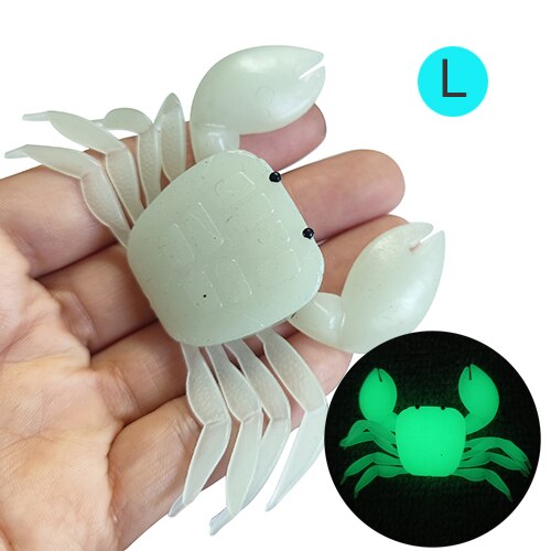 Señuelo de pesca suave, cebos de cangrejo brillantes, 3,5g, 7g, 13,5g, cebo blando luminoso, cebo de silicona Artificial, 3 D, 6 piezas: L 6PCS