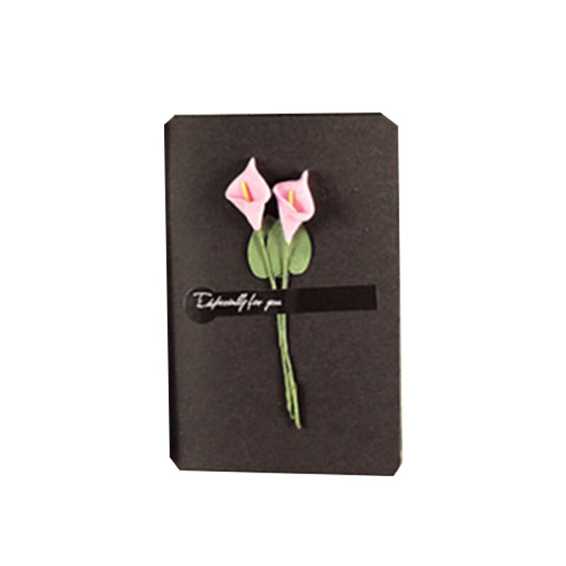 5pack Vintage dried flower blessing greeting card postcard handmade wedding Christmas Blue enchantress rose flower 14*10CM: black