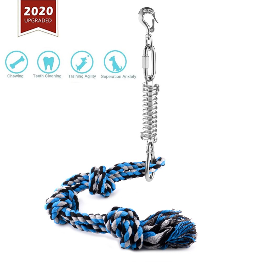 Durable Pet Dog Toys Stainless Steel Spring Pole Puppy Rope Toys Backyard Outdoor Hanging Exercise Rope Pull Tug Of War Toy: 1