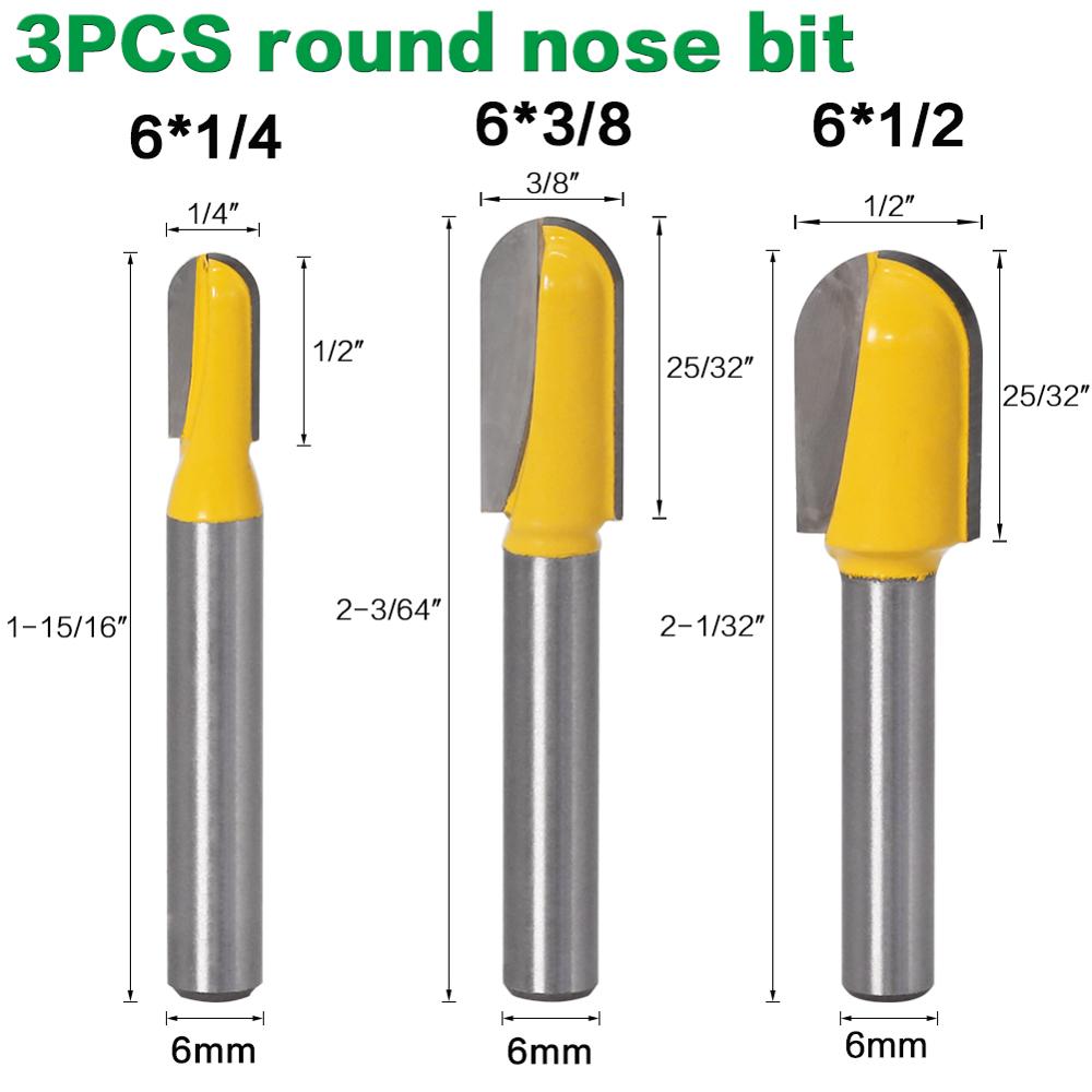 3pc 6mm Shank Long Blade Round Nose Wood Router Bit Long Reach Core Box Cutter For Wood Router Bits For Wood Cheap Price