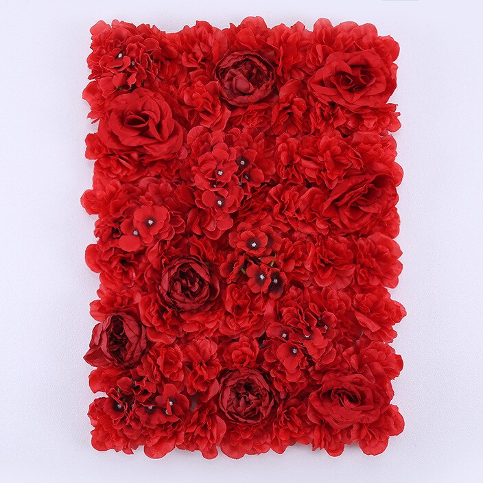 60 x 40cm kunstige silke blomsterpaneler, roser, peoner, hortensia blomsterbakgrunn for bryllupsfest blomsterveggdekorasjon