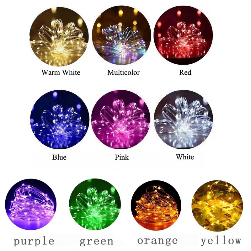 2M 3M 20 30 LEDs Sternen Schnur batterie Lichter Gebühr Mikro LED transparent Kupfer Draht für Party Weihnachten hochzeit 10 farben