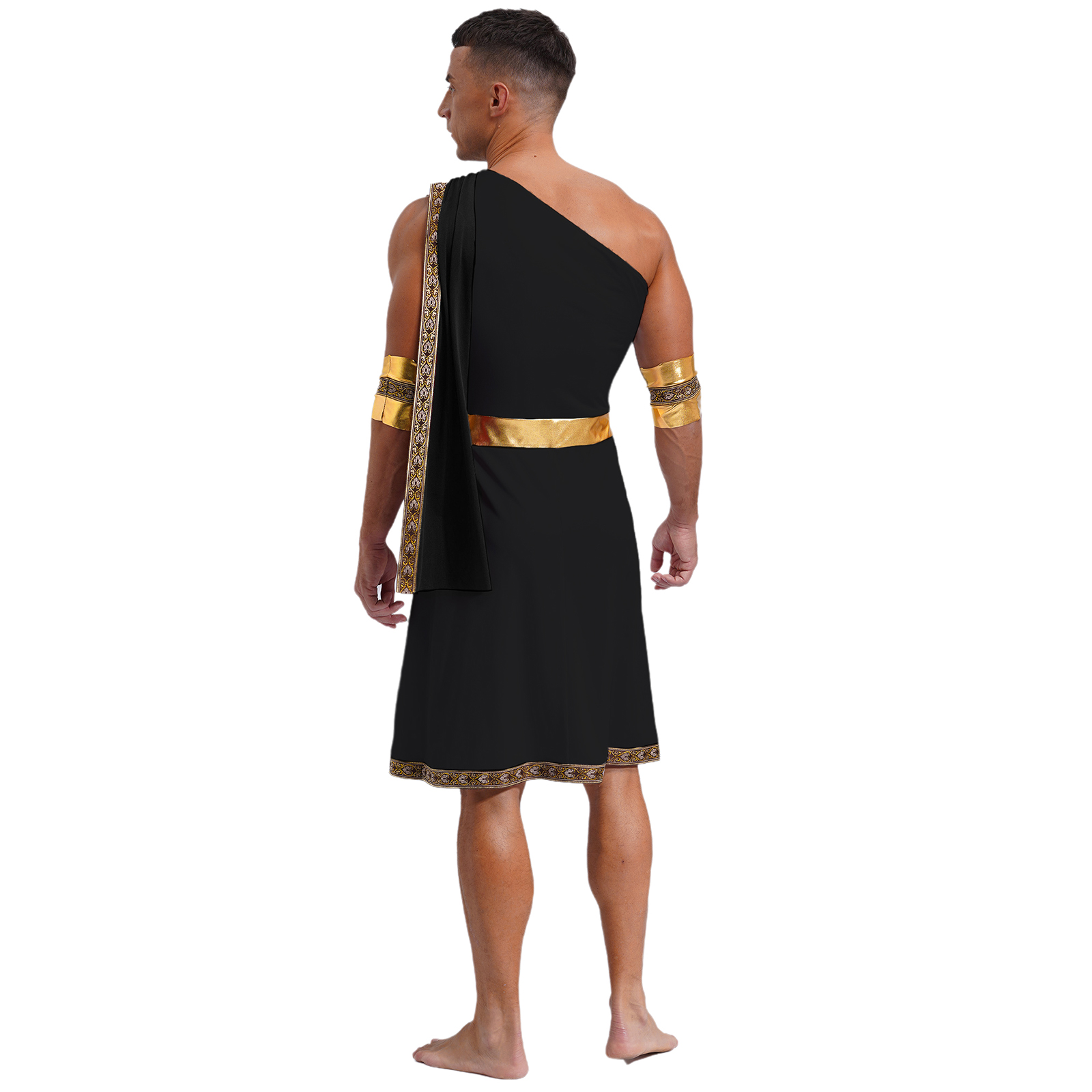 Men's One Strap Toga Costume Ancient Greek Roman Halloween Cosplay Costume Fancy Prom Dress for Carnival Themed Party Dress Up