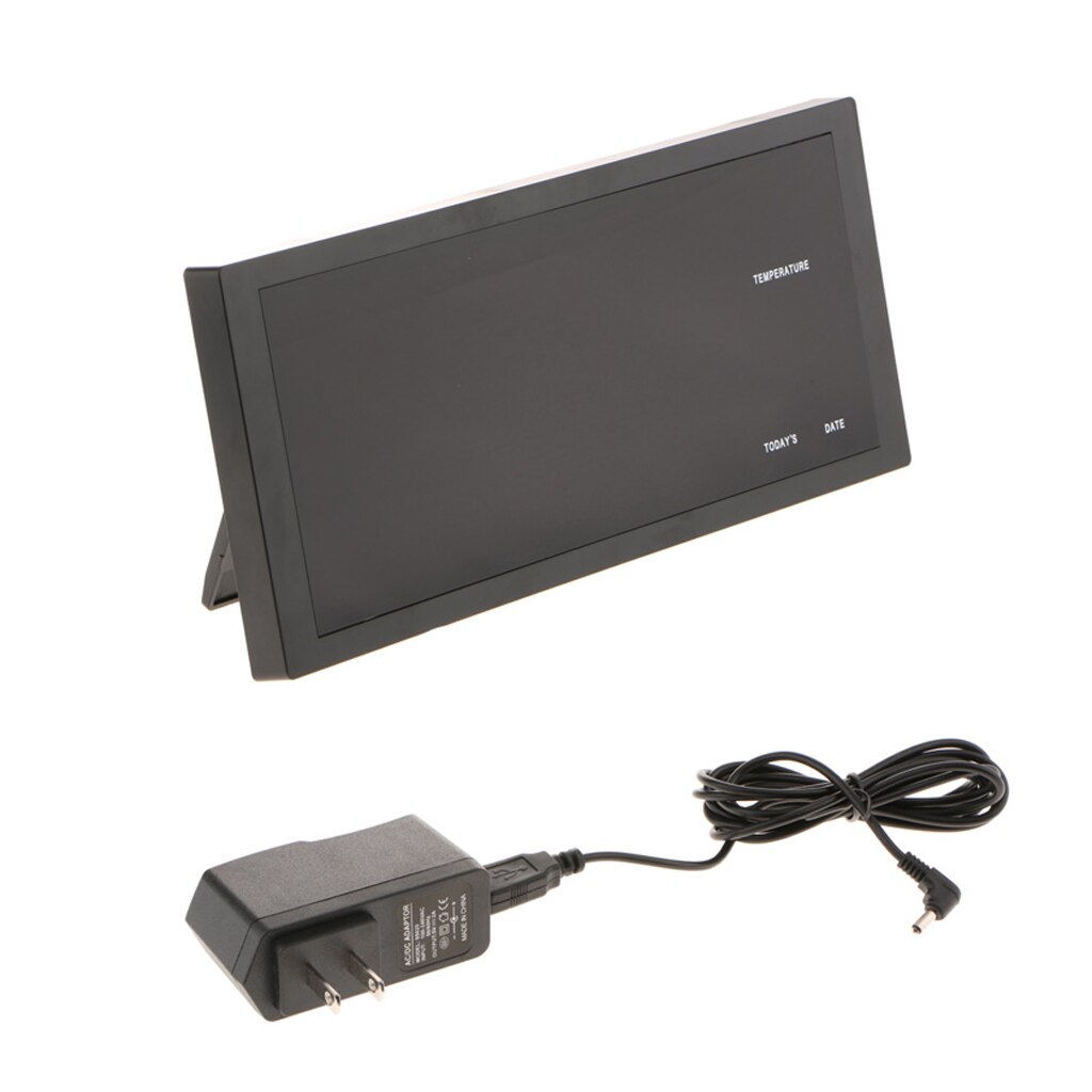 Large Digital LED Wall Clock Temperature Date Fold Out Stand US Standard