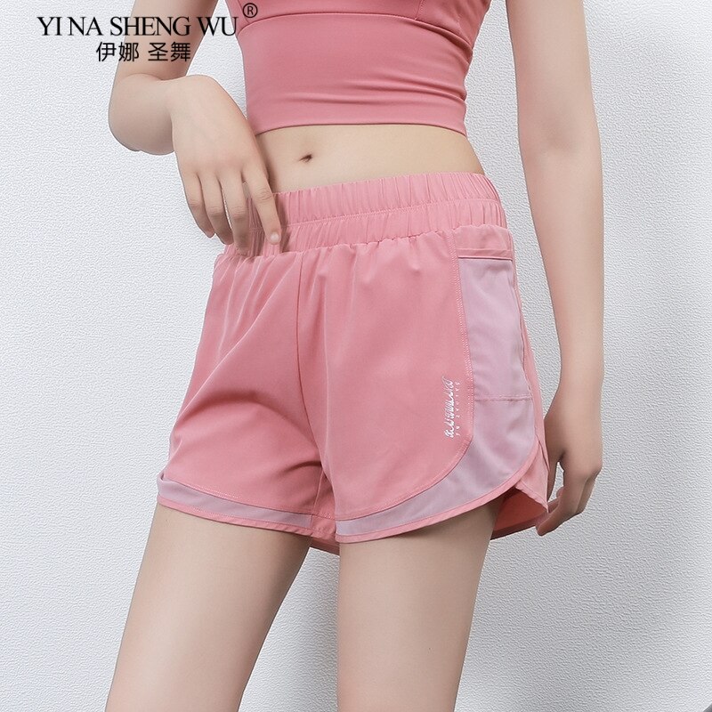 Vrouwen 2 In 1 Running Shorts Elastische Taille Pocket Strakke Yoga Korte Charm Vrouw Sport Korte Gym Push-Up fitness Shorts Sportkleding: 416-Pink Shorts / M