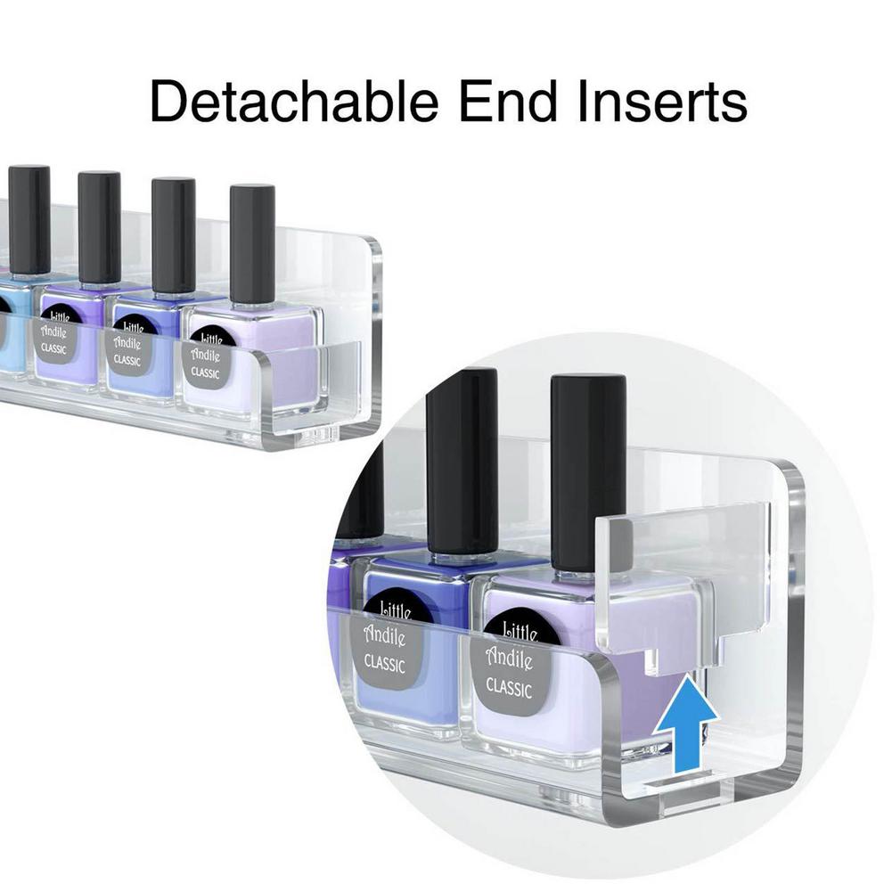 6 Stuks Clear Acryl Onzichtbare Drijvende Rack Wall Mount Organizer Nagellak Opbergrek Display Planken Nail Art Opslag Rekken