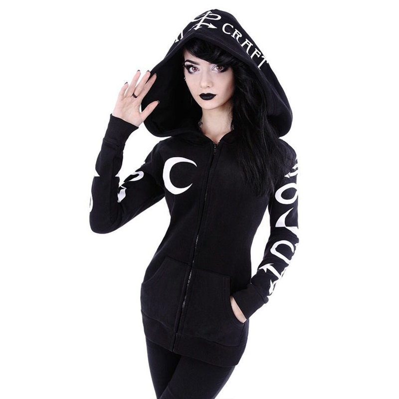 Getadme Zip Hoodie Snowflake Letter Print goth Punk Sweatshirt Women hoodies Sport Coat Pullover Long Sleeve Oversized hoodie Y2k jacket main image 0