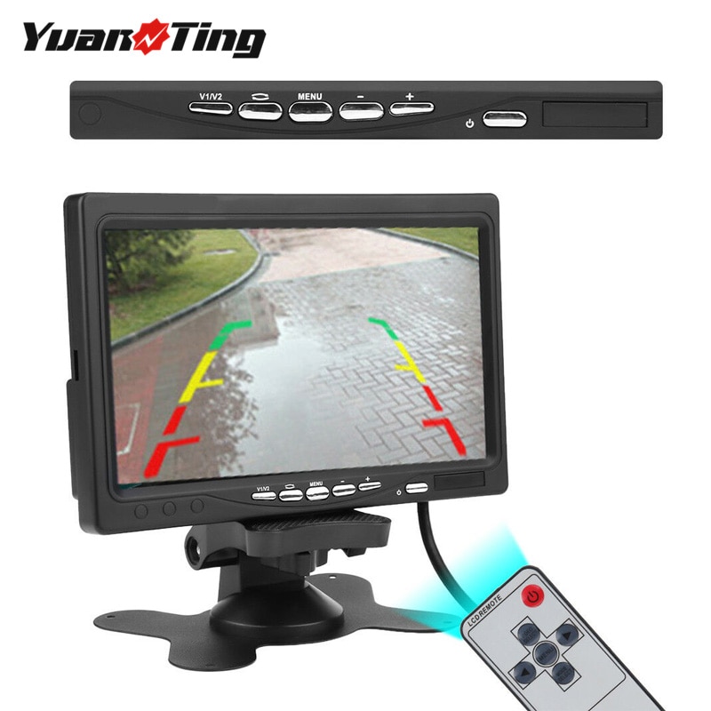 YuanTing 7 ''TFT Lcd Monitor 800X480 Resolutie Scherm met Beugel Afstandsbediening en 2 Av-ingang voor Auto Backup Camera