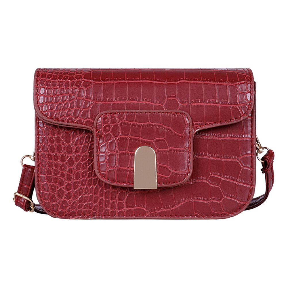 Retro dames messenger portemonnee pu steen leer kleine stevige flip dames schouder reis handtassen kleine crossbody portemonnee: Rood