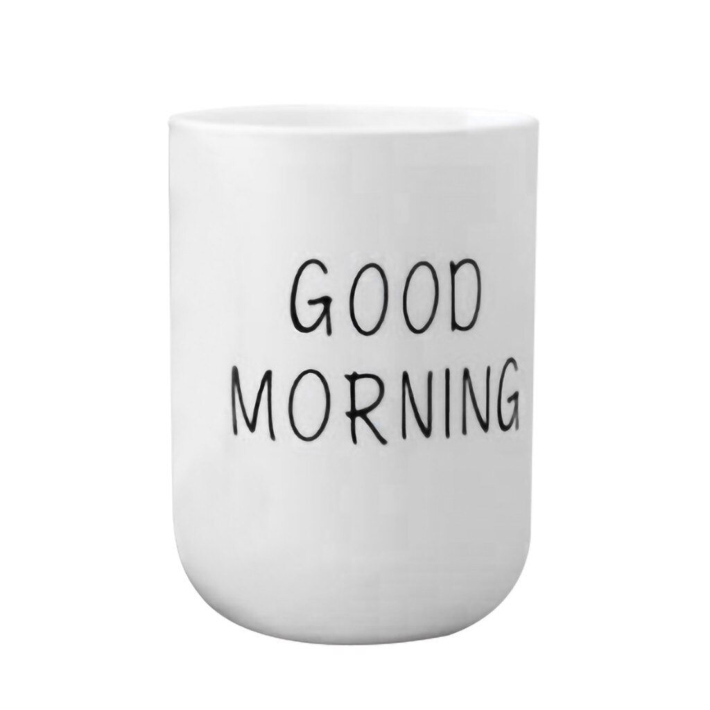 1pc Bathroom Toothbrush Circular Cup Simple Plain Cup Couple Tooth Cup Good Morning Brand And Toothbrush Cup: White 