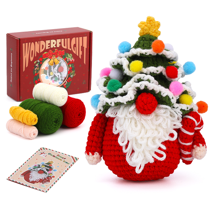 MIUSIE Kit de iniciación de ganchillo navideño, kit completo de tejido artesanal con hilos de ganchos de ganchillo, tutoriales de vídeo para de bricolaje: Amarillo claro