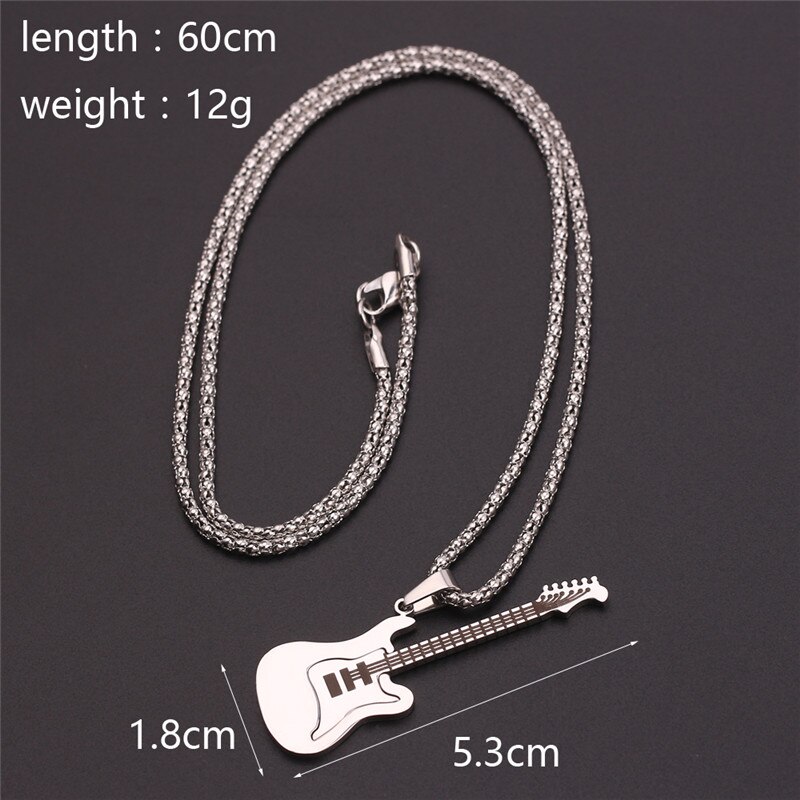 Rock Elektrische Gitaar Hanger Kettingen Rvs Hip Hop Sieraden Accessoire Voor Vrouwen Mannen