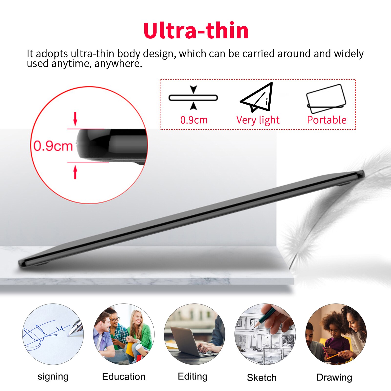 VEIKK – tablette graphique A15, 10x6 pouces, pour dessin Digital, avec stylet sans batterie, 8192 niveaux de sensibilité à la pression, compatible avec Windows, Mac et Android