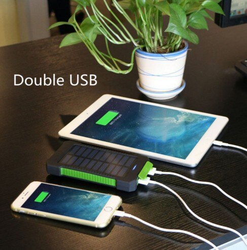Chargeur solaire batterie portable solaire étanche 50000mAh, Ports USB externes banque d'alimentation de chargeur pour Smartphone 5s avec lumière LED