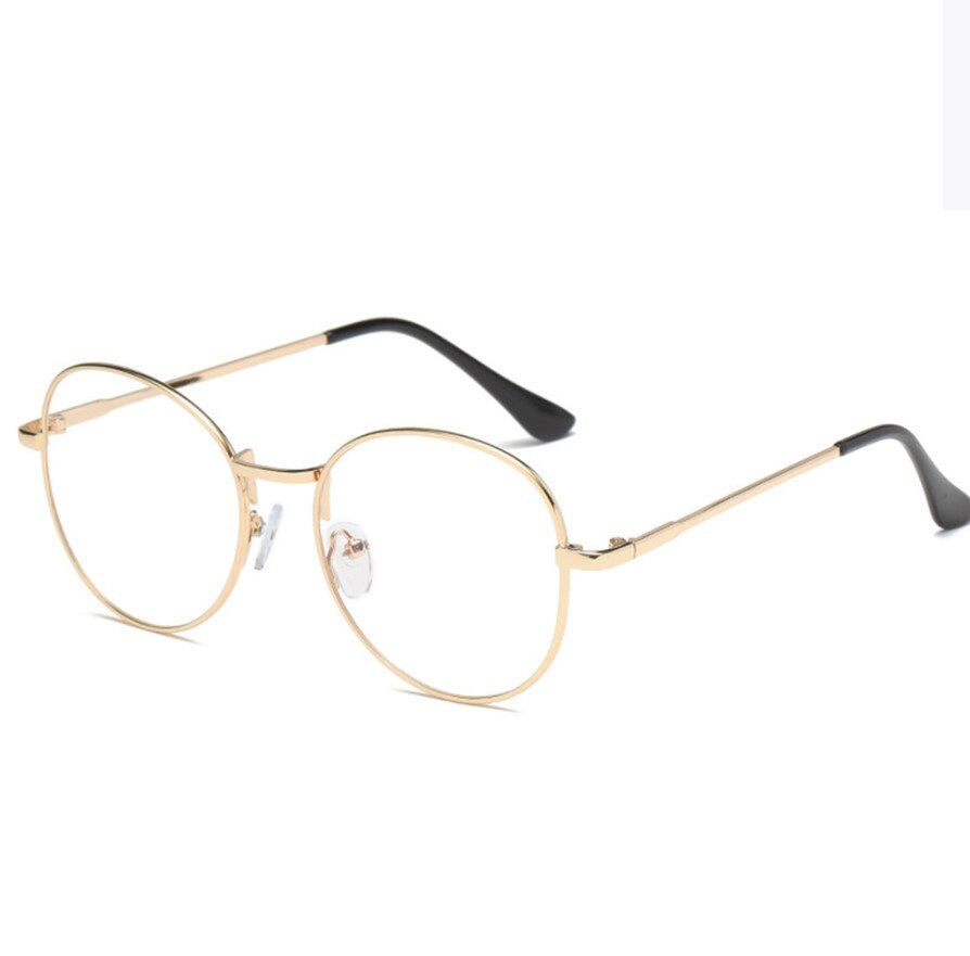 Vintage Metal Unisex Computer Round Frame Glasses Women Rays Radiation Eyewear Frame Anti Blue Light Circle Eye Glasses: Gold