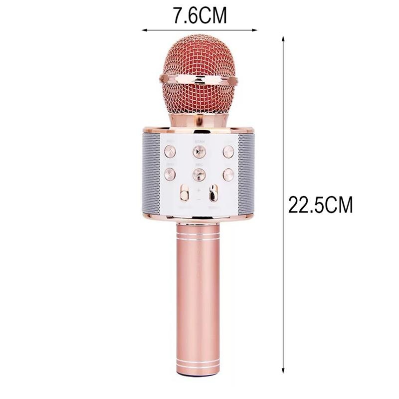 Portable Bluetooth Wireless Microphone Portable Home Party Handheld Karaoke Speaker Player Singing Recorder Mic For Ios Android: Rose Gold