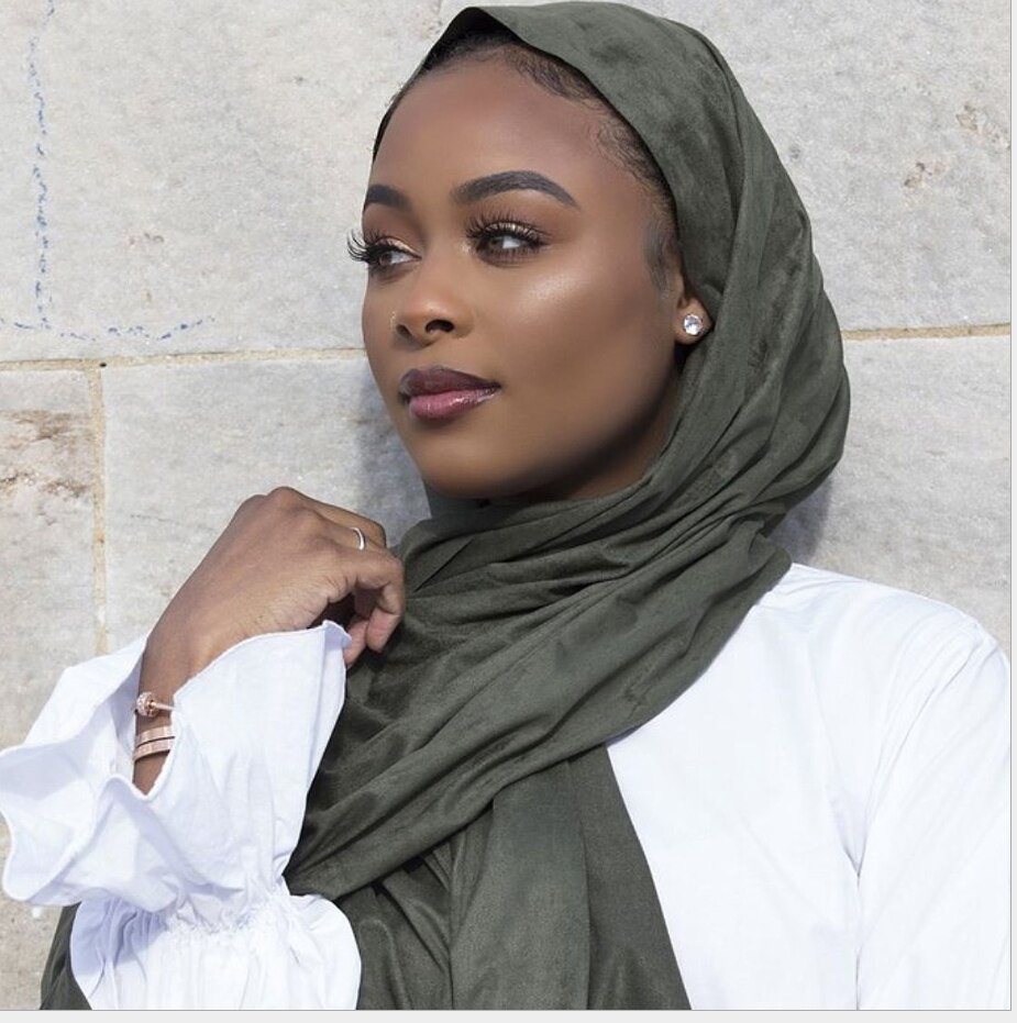 European and American Suede Hijab Autumn and winter single color Suede pure color turban Malaysia Suede long scarf