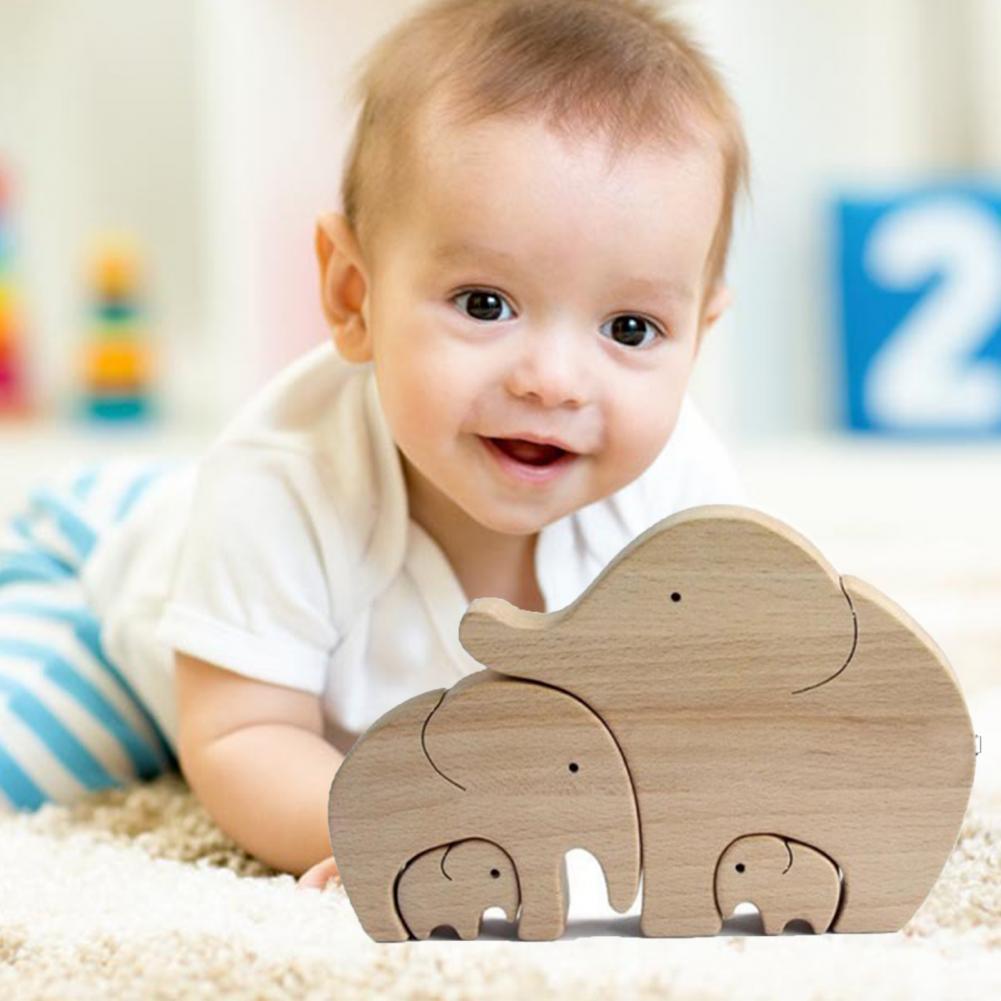 1Pcs Display Mold Houten Olifant Moeder En Kind Beste Moeder In De Wereld Gedrukt Hout Desktop Ornament Voor kids