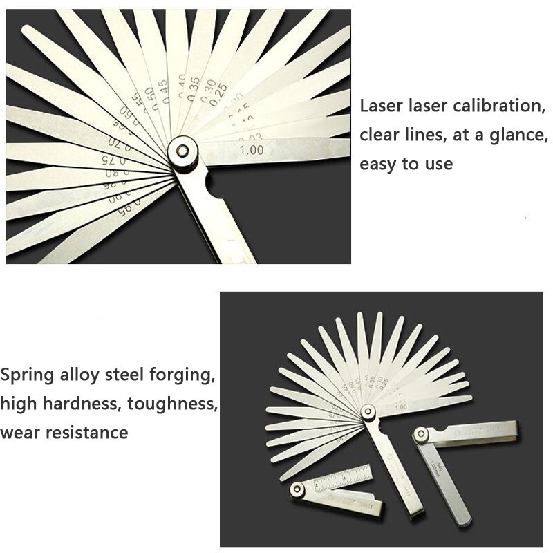 Anti-rust Feeler Gauge 0.02-1.0mm Thickness Gauge 32 Blade Wedge Plug Gauge Measuring Instrument Inch gauge for measuring tools