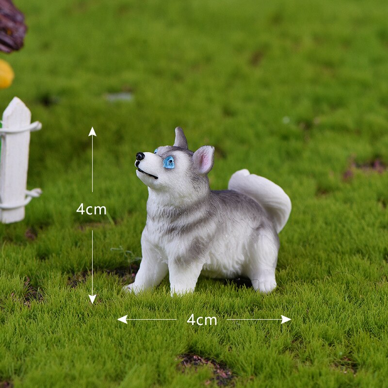 Diy avslappnad hund husky djurfigurer heminredning tillbehör älva trädgård bonsai harts miniatyrer jul: 4