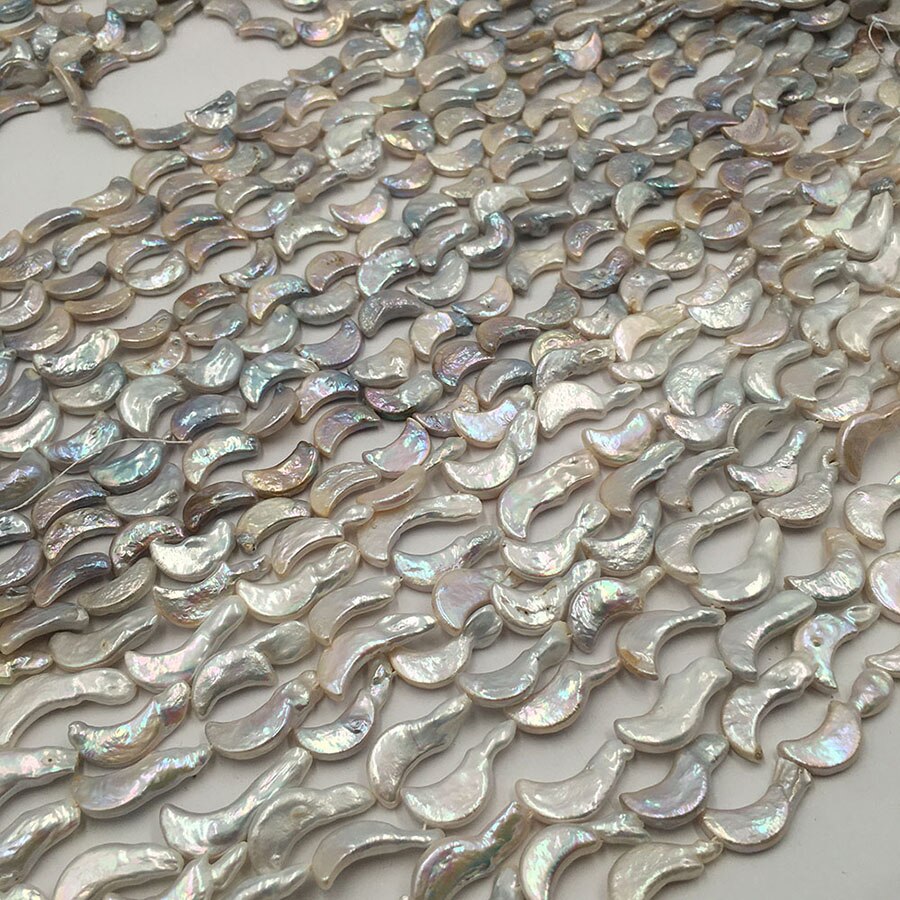 38 cm moon barok perle perler, perle l : 16-23 mm 100%  natur ferskvands løs perle med måne barok form