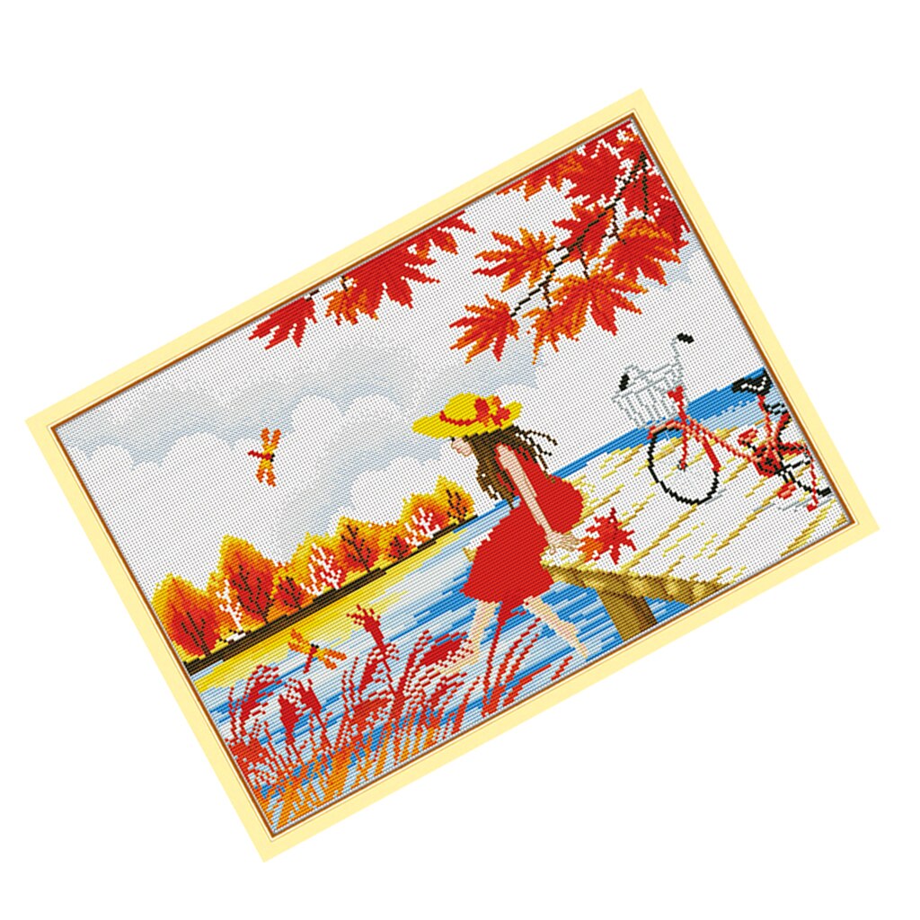 Autumn Landscape Cross Stitch Kit Counted Cross Stitch Set Preprinted