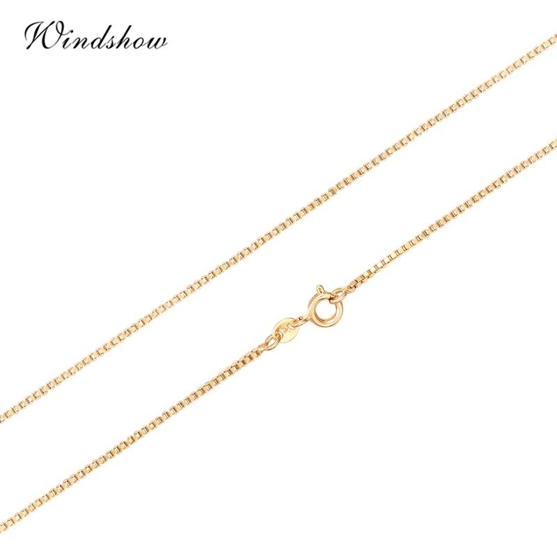 35cm-70cm Width 1mm Slim Yellow Gold Color Box Chain Necklace Chains Jewelry Necklaces Women Men Kids Children Boy Girls: 40cm  16in