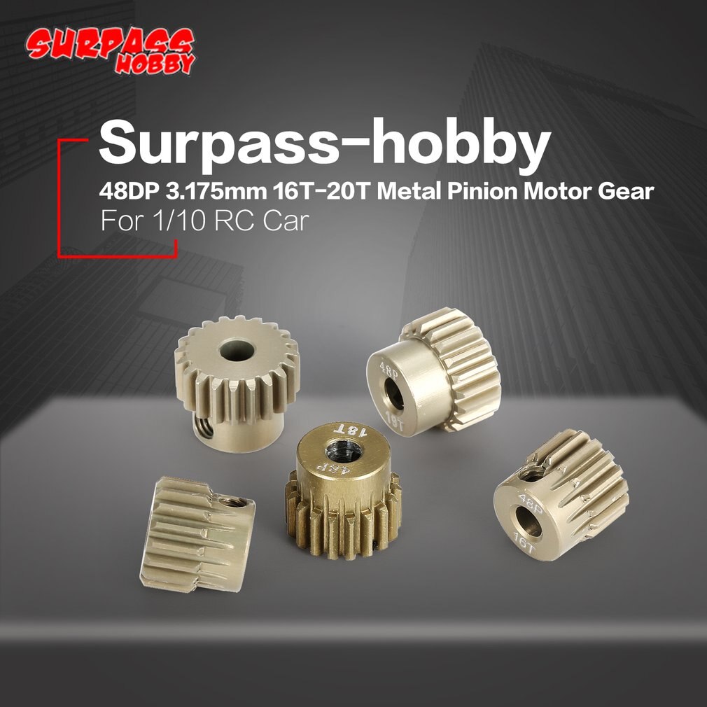 Hight Aluminium 7075 48DP 3.175Mm 16T 17T 18T 19T 20T Pinion Motor Gear voor 1/10 Rc Auto Geborsteld Borstelloze Motor