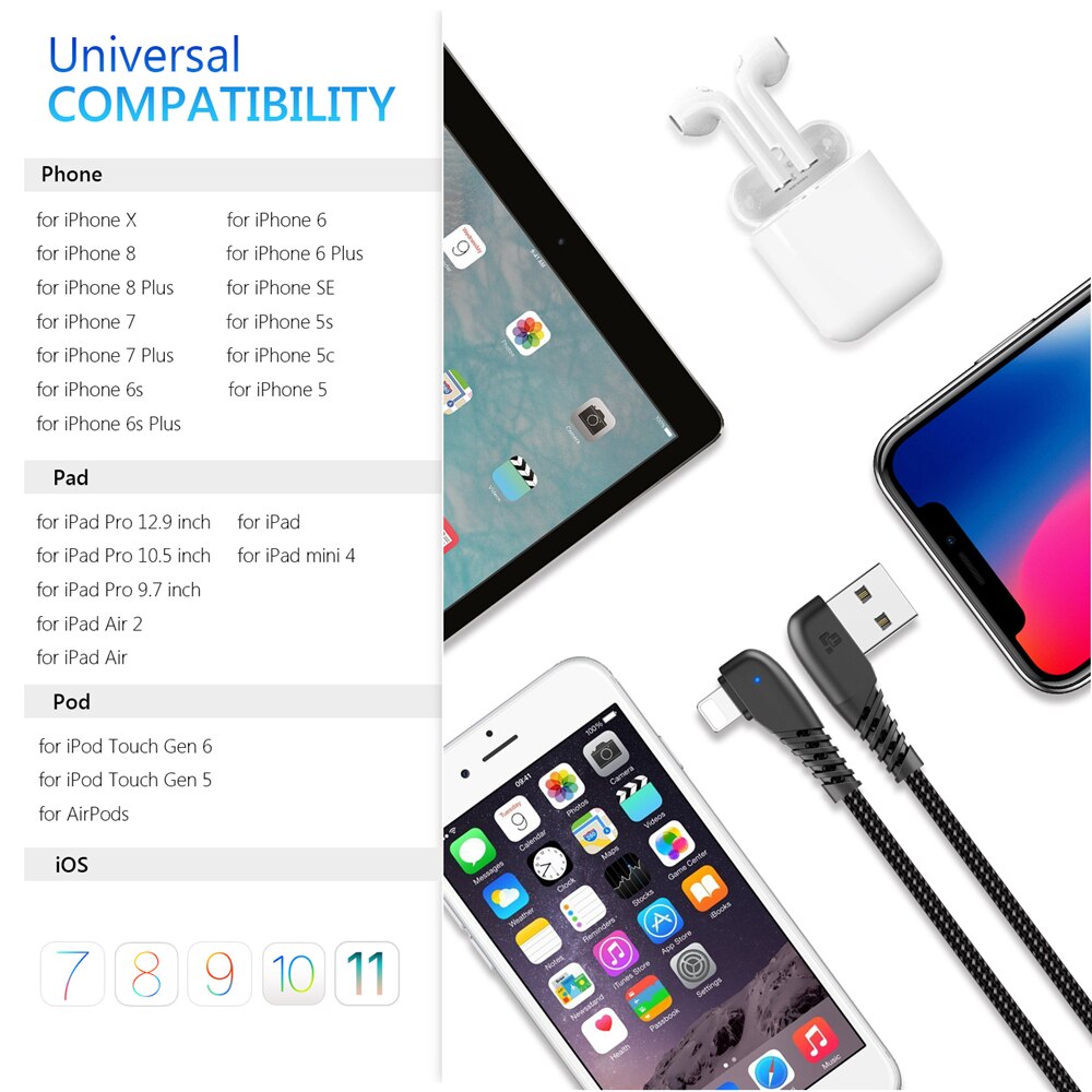 TIEGEM USB Cable For iPhone X 8 7 6 5 6s Plus Cable Fast Charging Cable 8 Pin Mobile Phone Charger Cord Adapter Usb Data Cable