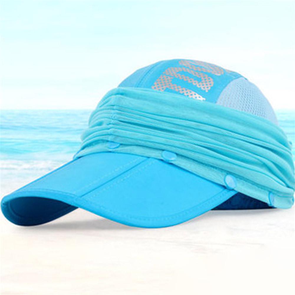 GloryStar Flat brim Sun Hat Ladies Sunscreen Outdoor Folding Baseball Cap Summer Mesh Quick-Drying Cycling Cap 56-59cm