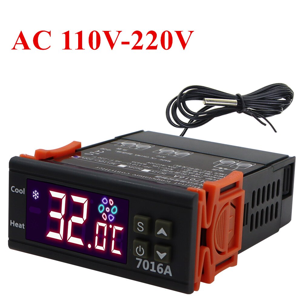 7016A Digital Temperature Controller Switch Controller 30A High-Power Temp Control Thermostat Heating Cooling NTC Sensor 40% off: AC 110-220V