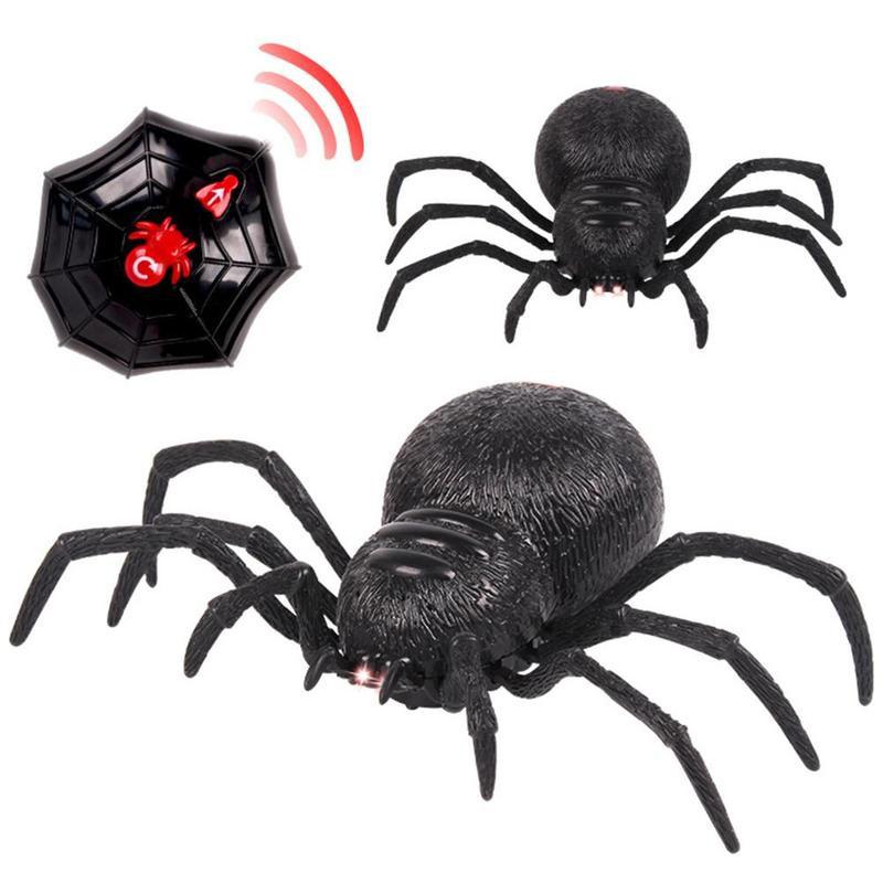 Electronic pet Remote Control Simulation tarantula RC Spider Eyes Shine Halloween Scary Toy smart black Tricky Prank V2C3: Default Title