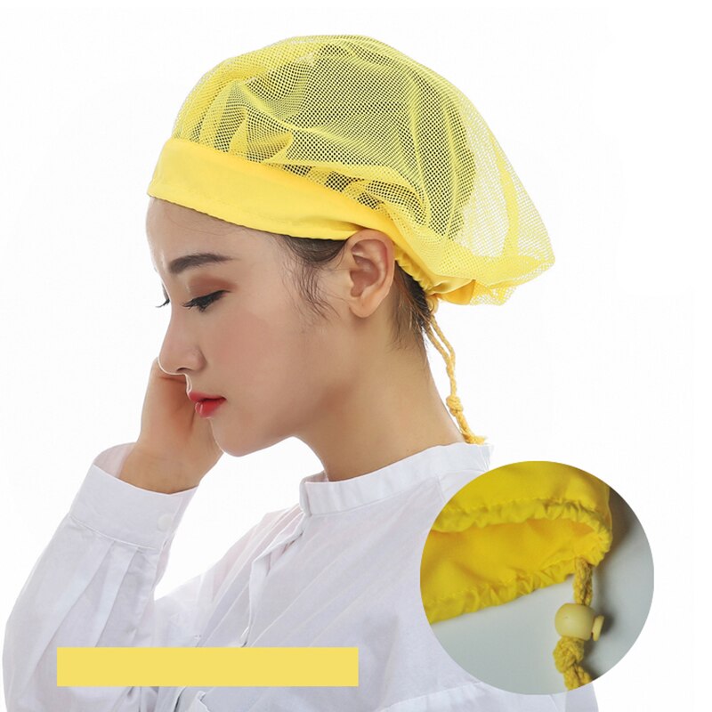 white Food caps Adjustable net caps breathable sanitary dust cap men and women workshop canteen hat chef hat breathable mesh