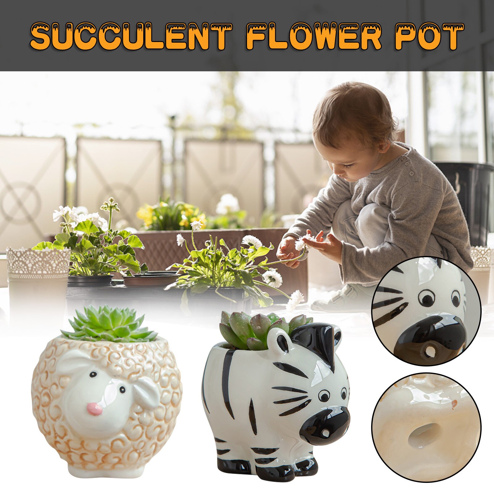 Leuke Dier Bloempot Keramische Vaas Planter Desktop Ornamenten Home Decor Tuin Pot Succulent Pot Plant Pot