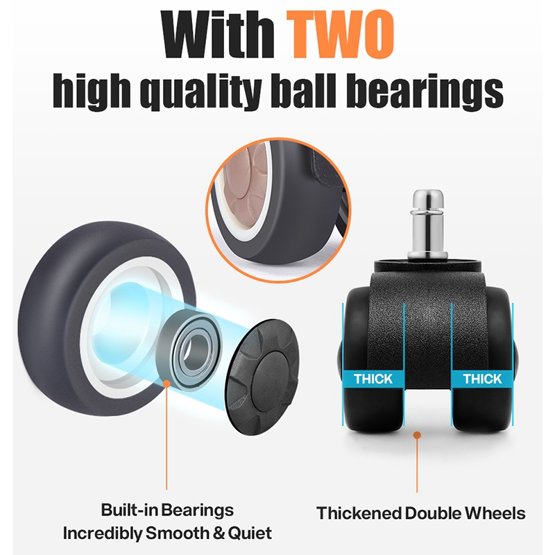 5pz TPR gomma morbida 2 pollici universale muto ruota sedia da ufficio ruota di ricambio girevole ruota in gomma mobili