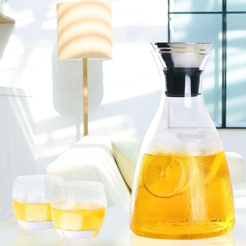 Glass Drip-Free Carafe With Flip-Top Lid, And Cold Glass Water Pitcher, Tea/Coffee Maker & Cafe, Iced Tea, Beverage Pitcher