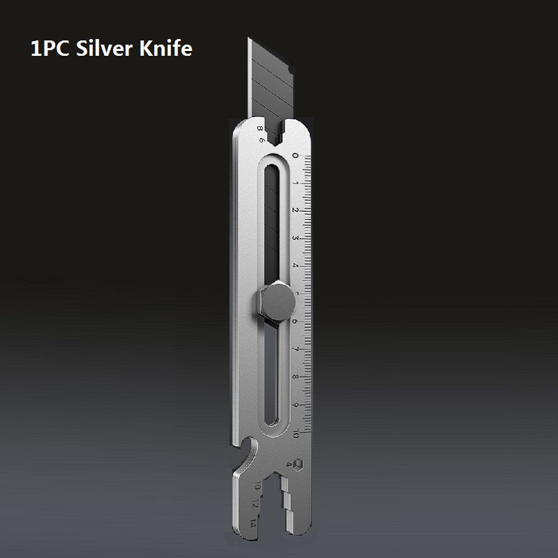 Mes Roestvrij Staal, 4 In 1 Multifunctionele Afbreeksleutel Van Industriële , 18Mm Zware Lederen Behangsnijder: Army Green