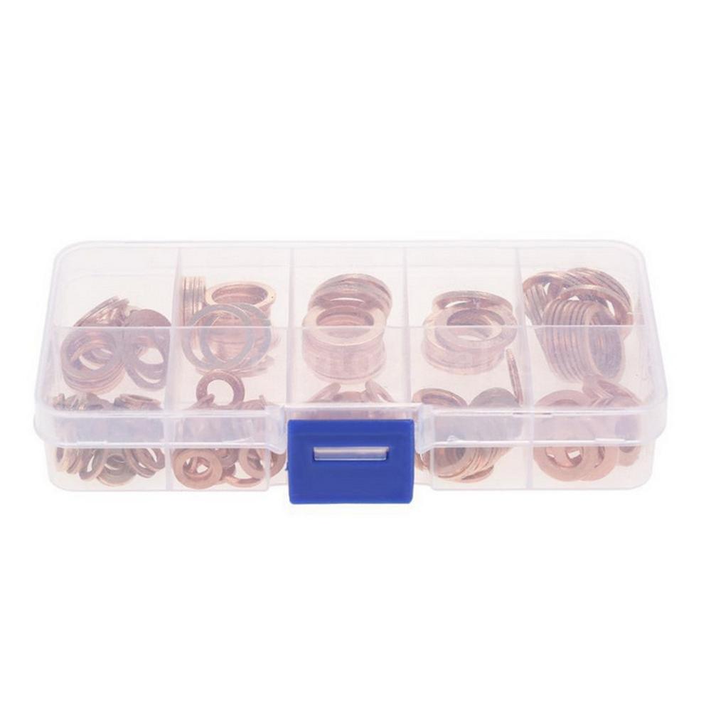 100PCS Copper Washer M4-M14 Effen Seal Ring Set Goede Elektrische Geleidbaarheid Hardware Accessoires