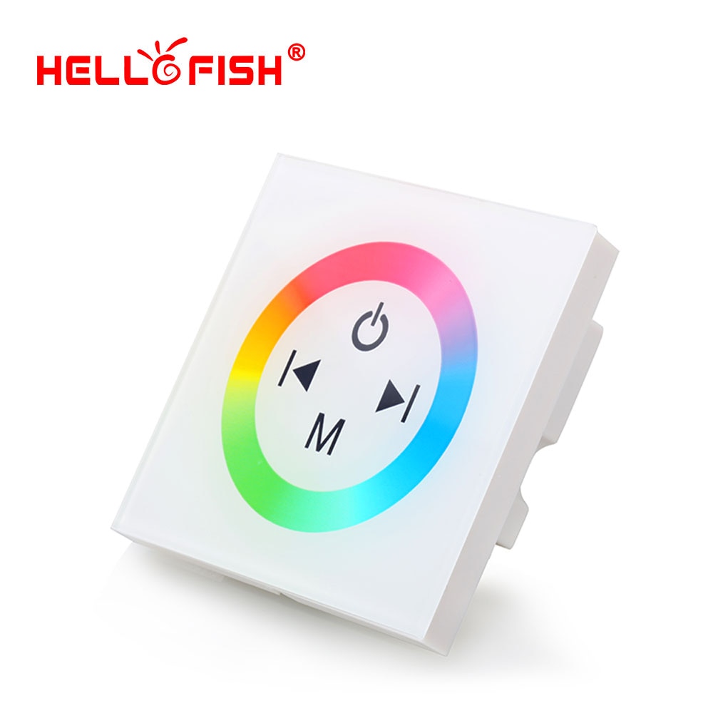 Interruptor de pared de 86 tipos, Panel táctil RGB, controlador de tira LED de un solo color DC12V24V Hello Fish