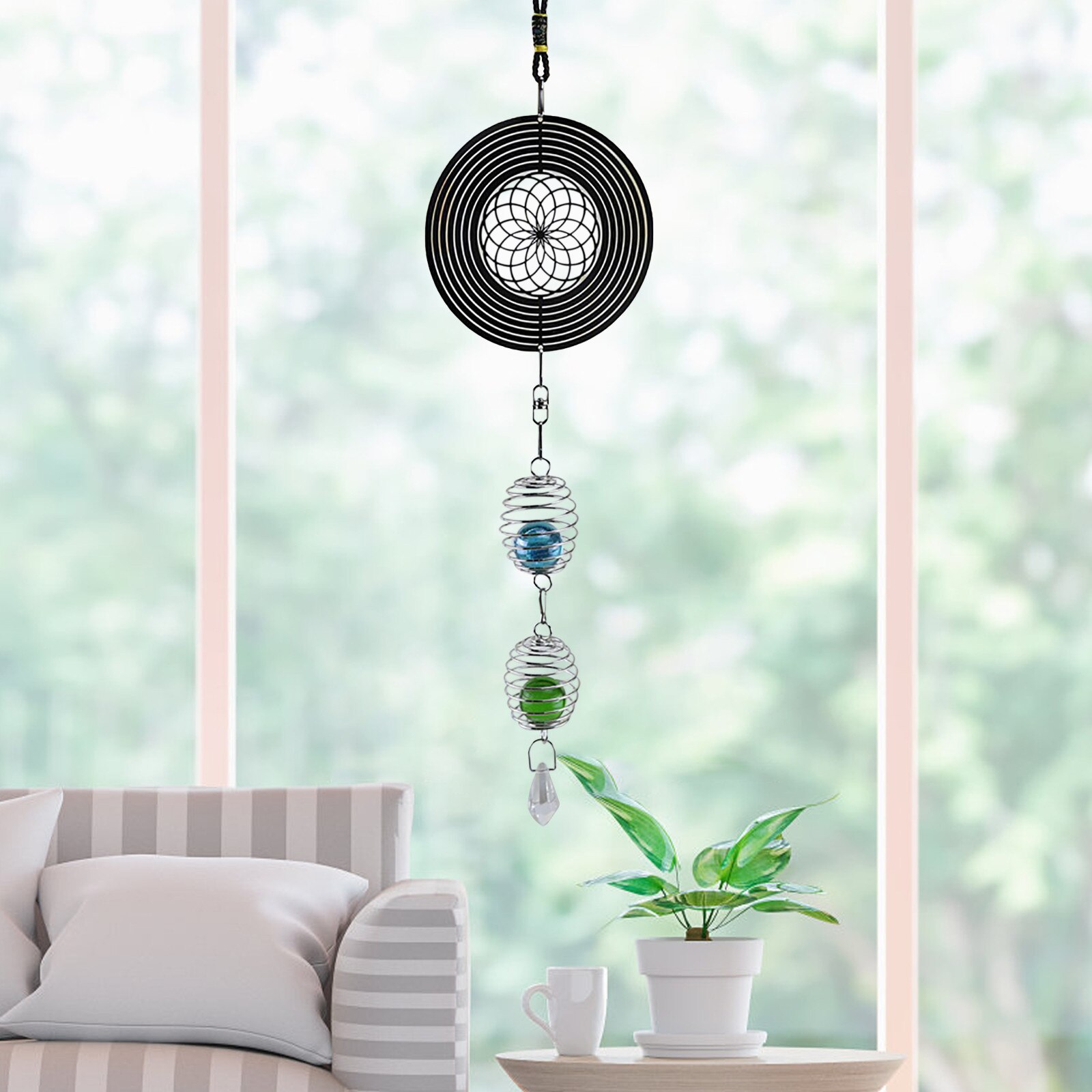 25# Vintage Rotating Wind Bell Heart Round Star Shape Metal Wind Chime Unique Household Handicrafts Pendant Home Decor: A