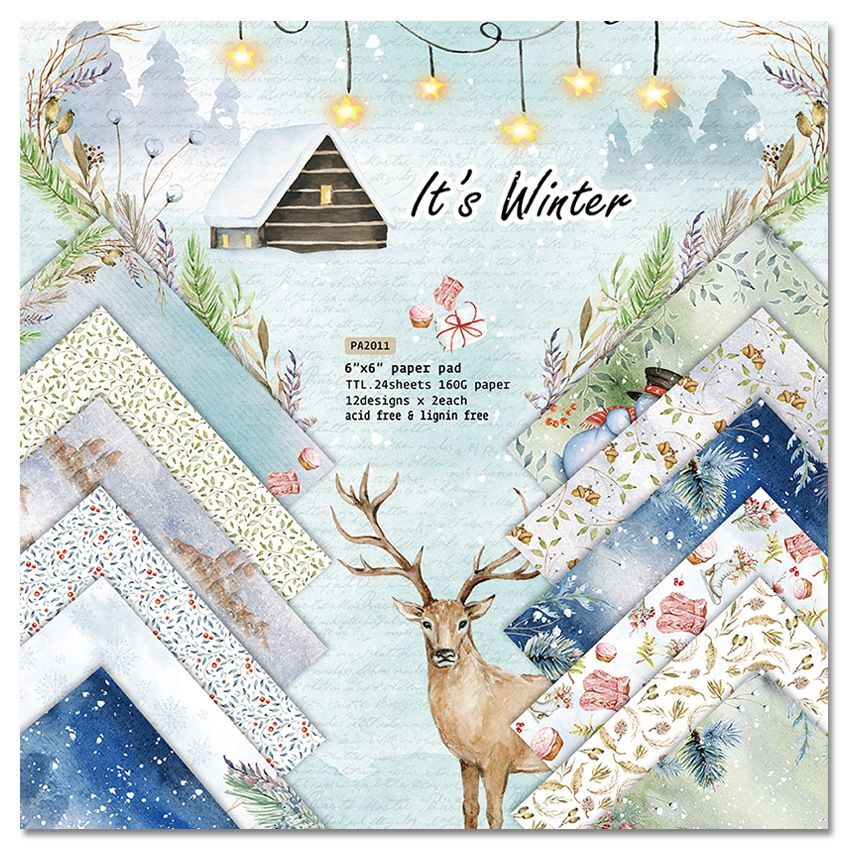 It‘s winter style Scrapbooking paper pack of 24 sheets handmade craft paper craft Background pad: 12pcs