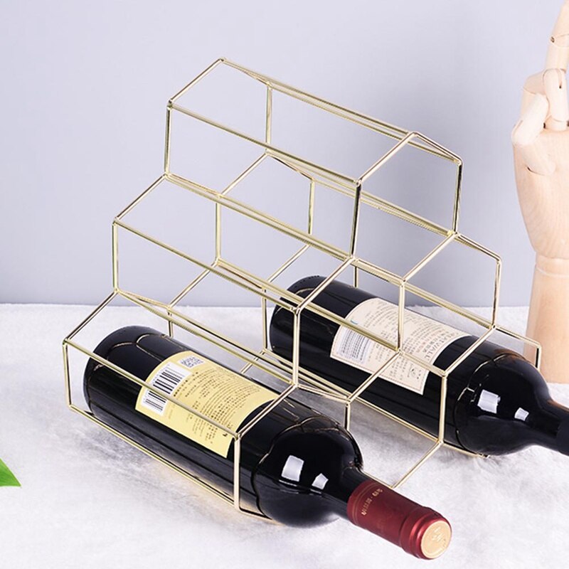 Metal Geometric Wine Rack Nordic Simple Household Grape Wine Rack Restaurant Living Room Bar Cabinet Display