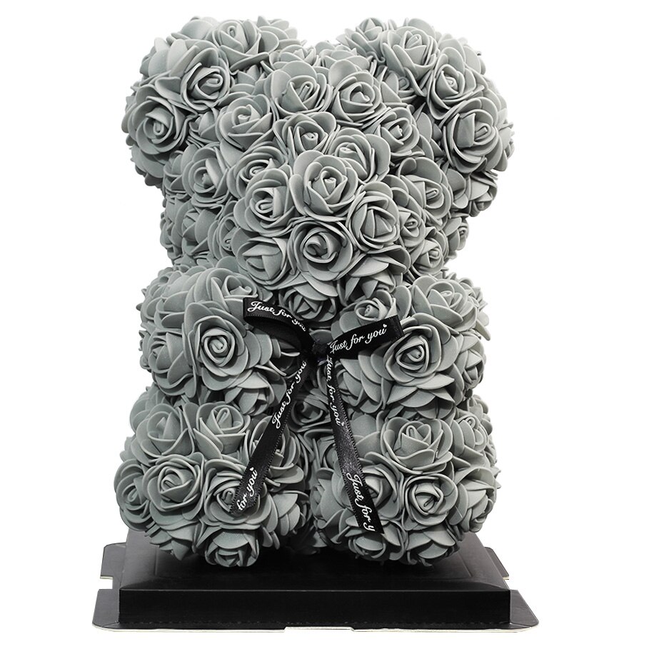 Christmas 25cm rose bjørn kunstig blomst rose bamse dekoration til kvinder valentins bryllup fødselsdag