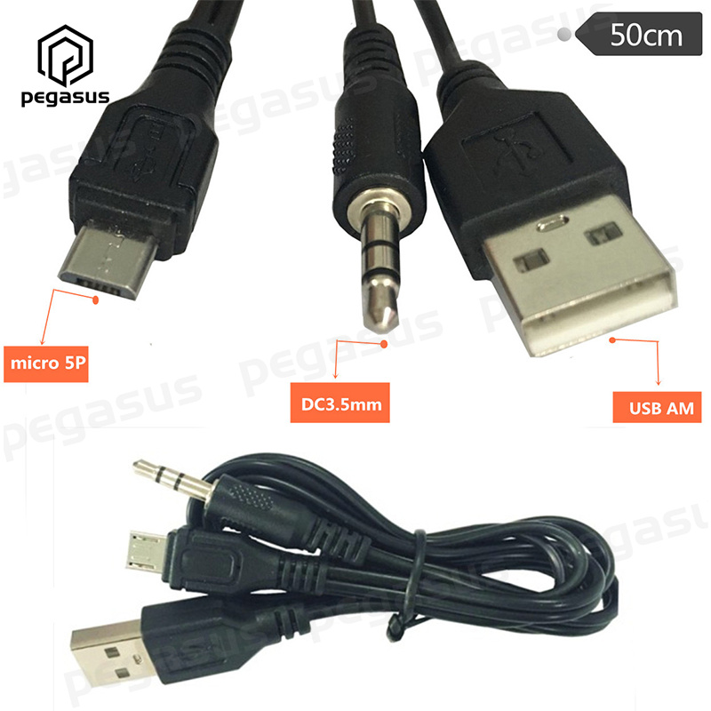 0.5M Micro 5 Pin Male Naar Dc 3.5Mm Jack + Usb 2.0 Male Audio Kabel Voor Android Apparaat s7 Aux Lading Cord: Default Title