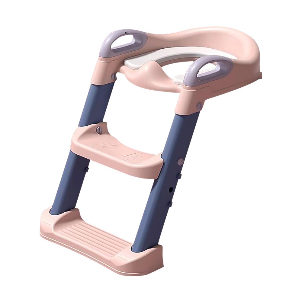 Kids Potty Training Seat Comfortable Safe Toilet Trainer with Adjustable Step Stool Ladder PVC Soft Pad Potty Training Toilet: Pink