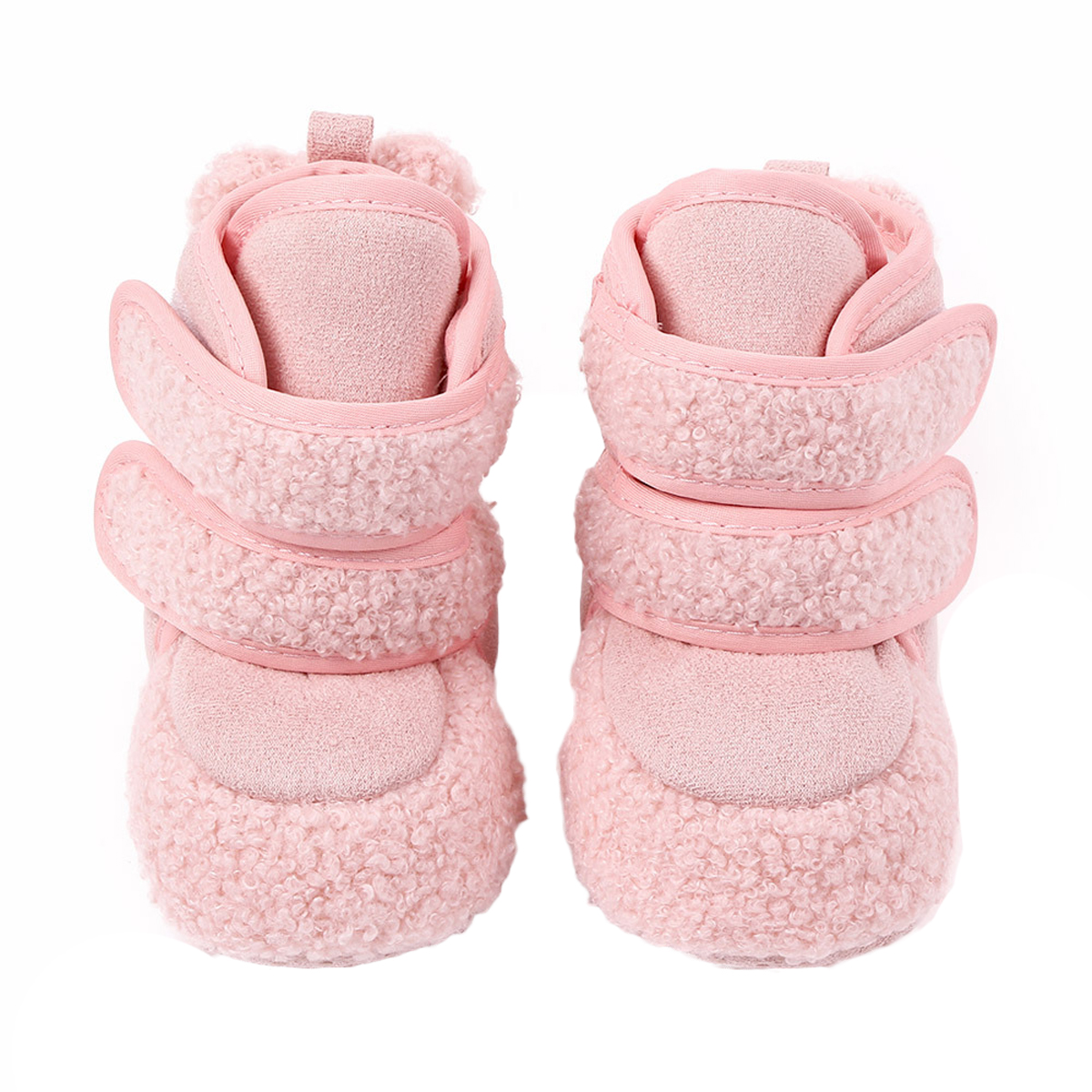 Baby vinter varma tossor baby bomull plysch stövlar solida halkskydd prewalker mjuksulor sko barn 5 färger: Rosa / 11