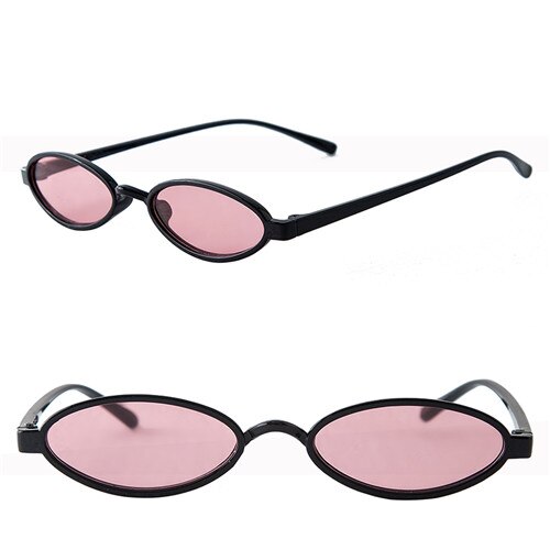 Kvinder sommer ovale linser match-solbriller linse beskyttelsesbriller solbriller lille ramme vintage briller linse: Sort ramme lyserød