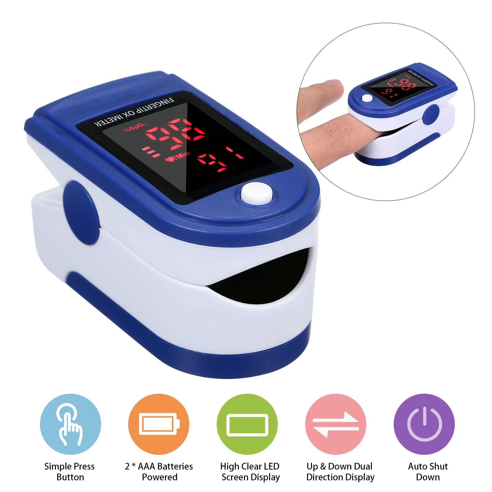 Pulse Oximeter Finger Clip Heart Rate Monitor And Digital thermometer Non-contact Infrared Thermometer For Body